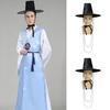 Yousheng Stage Performance Hat Ming Dynasty Traditional Korean Flat Topper Hat Wide Brim UV Protection Black Halloween Cosplay Cap Men Costume