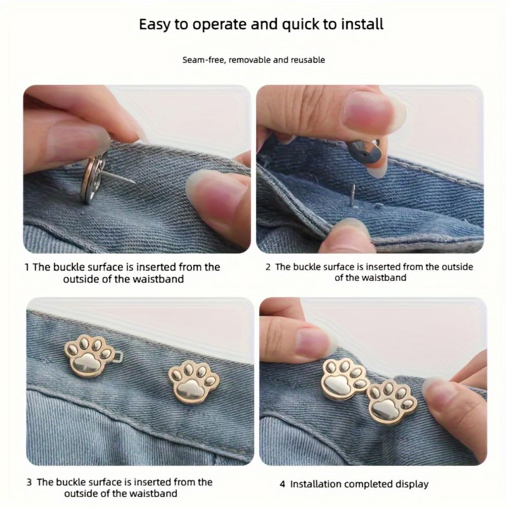 Cute Cat Claw Waist Buckle Pair, Removable Nail-free Seam-free Waist Button, Waist Circumference Large Change Small Waist Button - Waist Fit Artifact