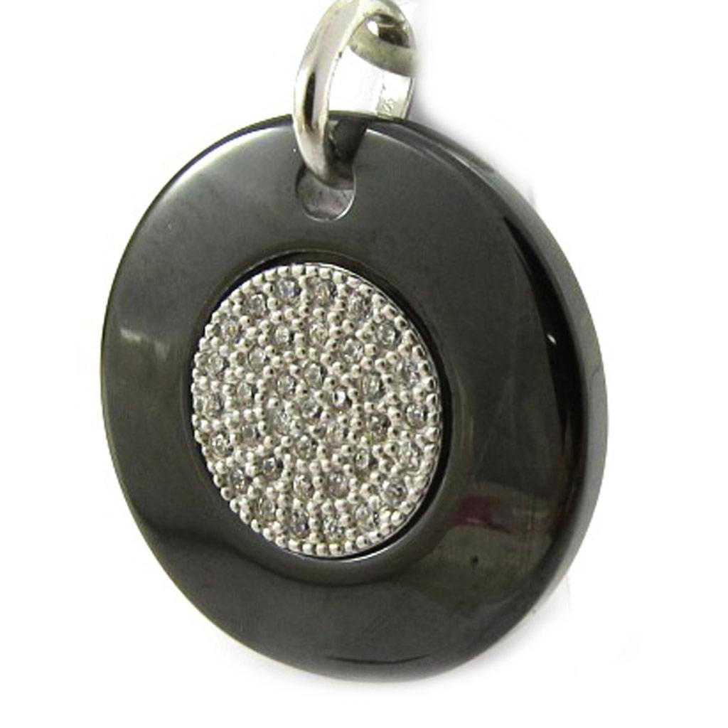 Les Trésors De Lily [L5745] - Серебряный кулон "Сисси" черный (керамика) родиевое покрытие - 20 мм