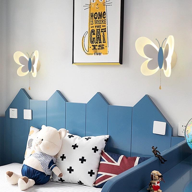 Nordic Creative Butterfly LED Wall Light for Children's Room - Modern Bedroom Bedside or Background Lighting