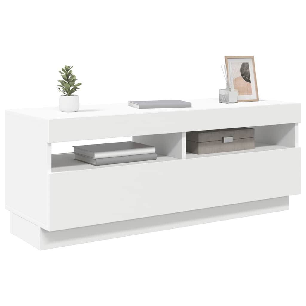 Vidaxl Szafka Pod Tv Z Oświetleniem Led, Biała, 100X35X40 Cm