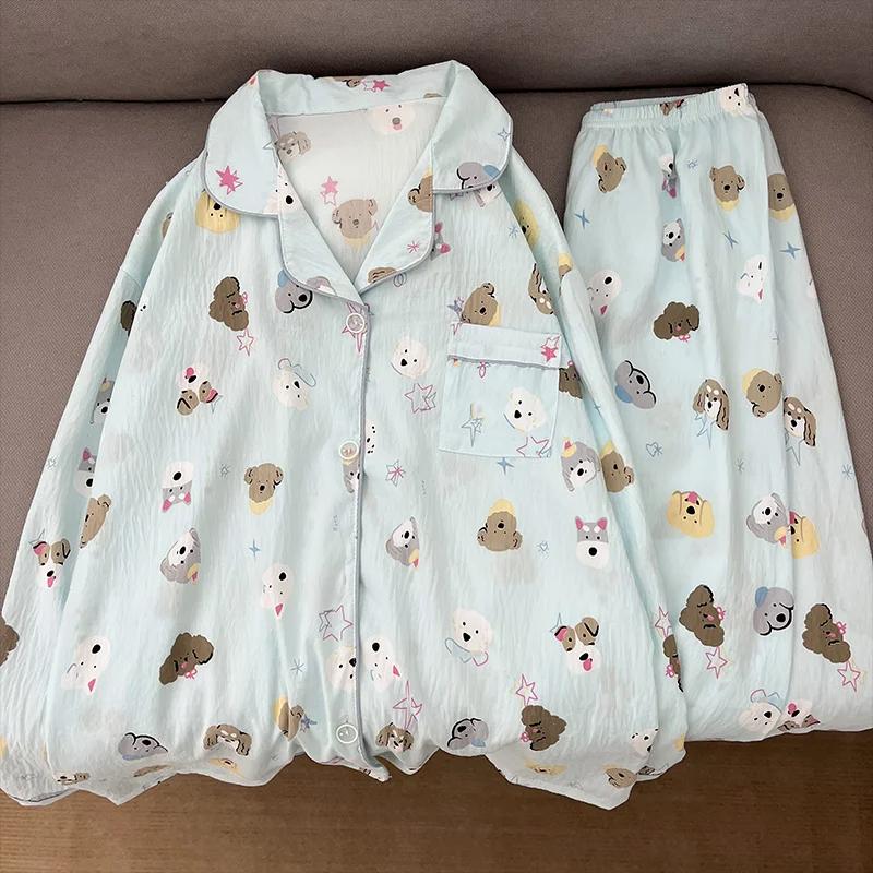 Весенний модный комплект пижамы больших размеров для женщин с рисунком милой звезды и собаки, женский комплект пижамы в стиле Харадзюку