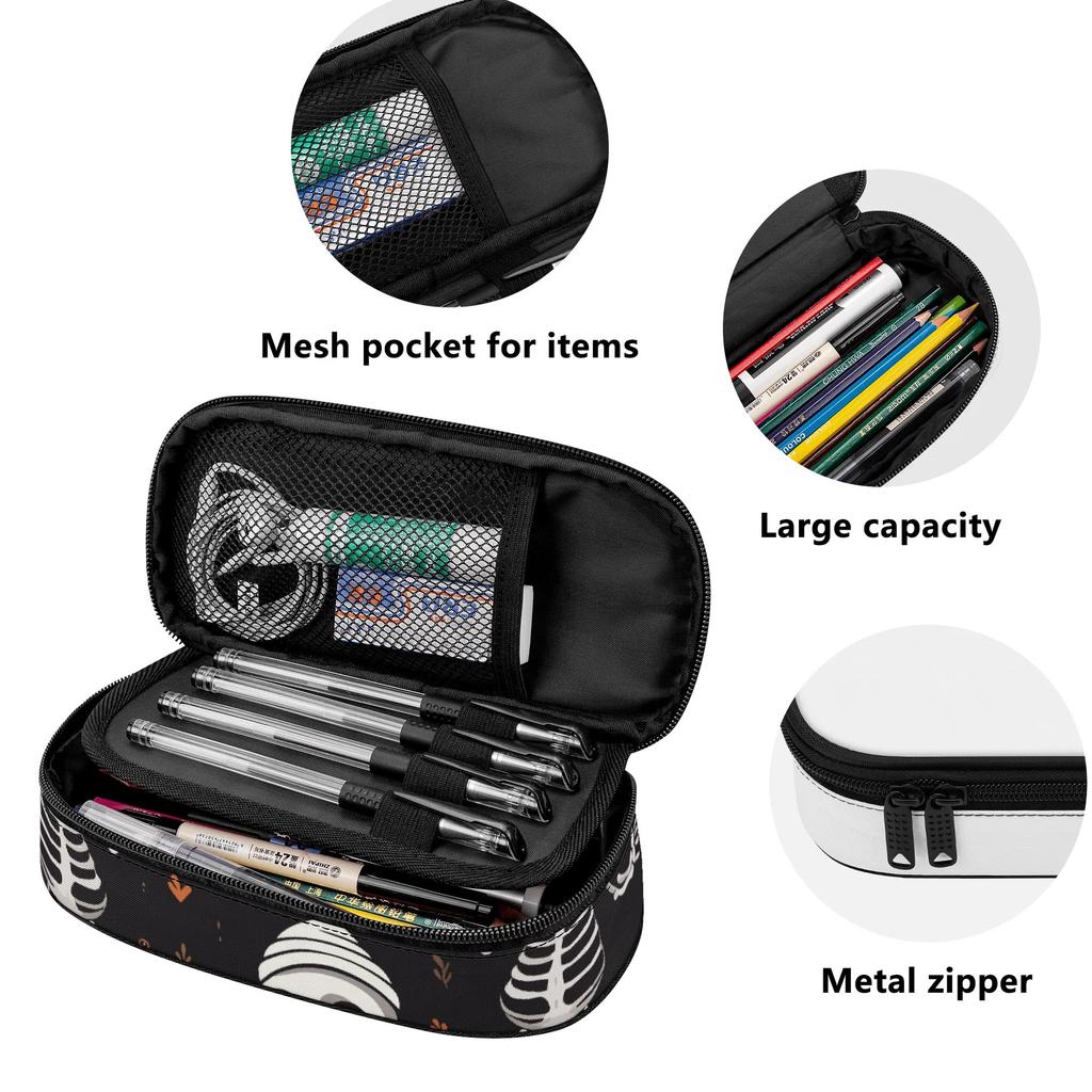 Пенал на молнии с вместительным отделением из полиэстера 300D с основным карманом, сетчатым слоем и съемным разделителем для ручек для школы и учебы