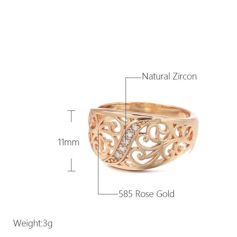 Trend Ring Rose Gold Micro Wax Inlay Natural Zircon Hollow Flower Ring For Women Vintage Wedding Jewelry