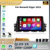 Для Renault Kiger2021 автомобильный радиоприемник мультимедиа видеоплеер навигация 4G GPS беспроводной Carplay Android 14 Bluetooth сенсорный экран
