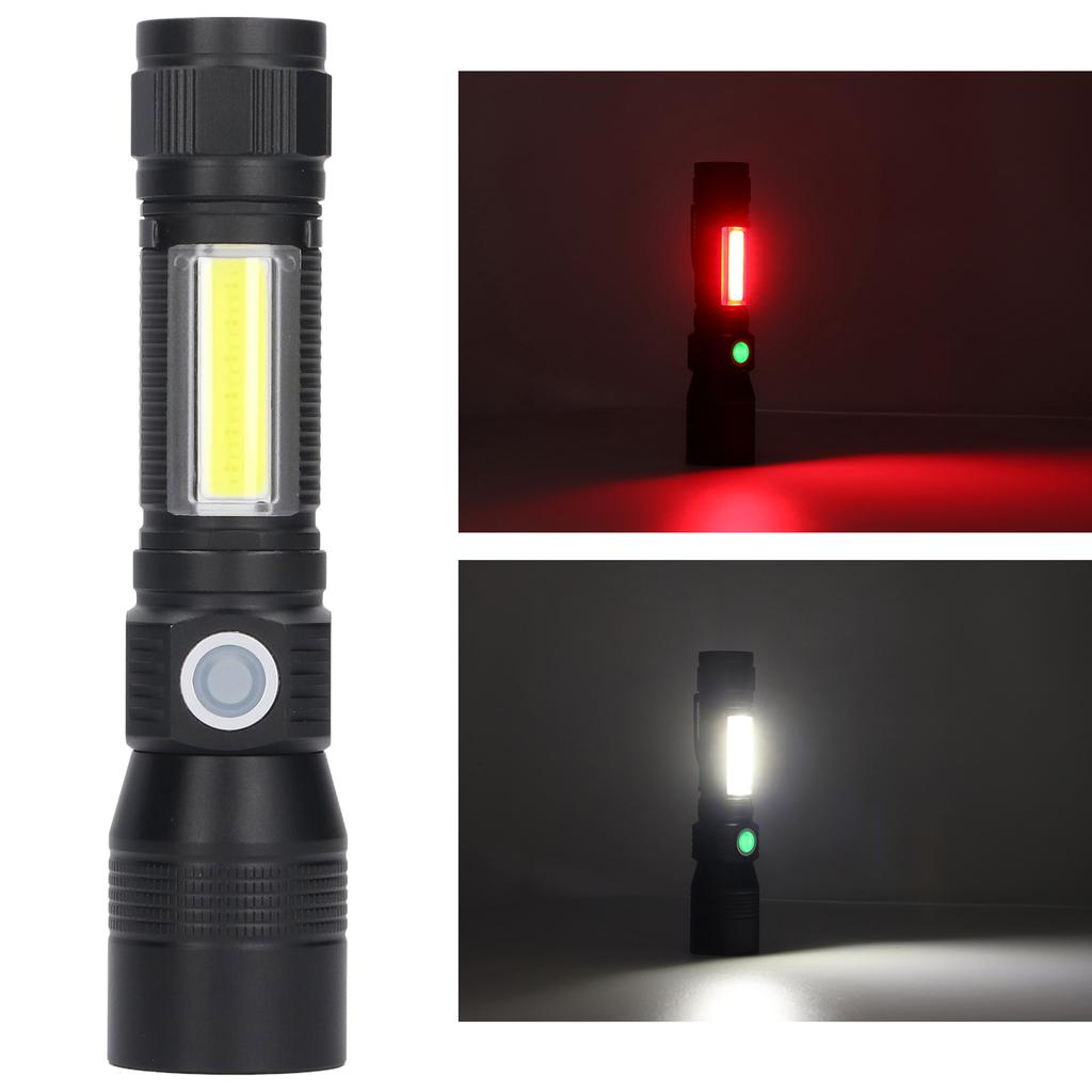 LED Flashlight Rechargeable Torch LED Pocket Flashlight with COB Light Super Bright Magnetic Base