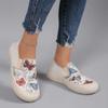Классические туфли на плоской подошве для женщин, пляжные мокасины из ткани, слипоны с круглым носком, женские повседневные туфли с цветочным принтом и бабочками, большие размеры