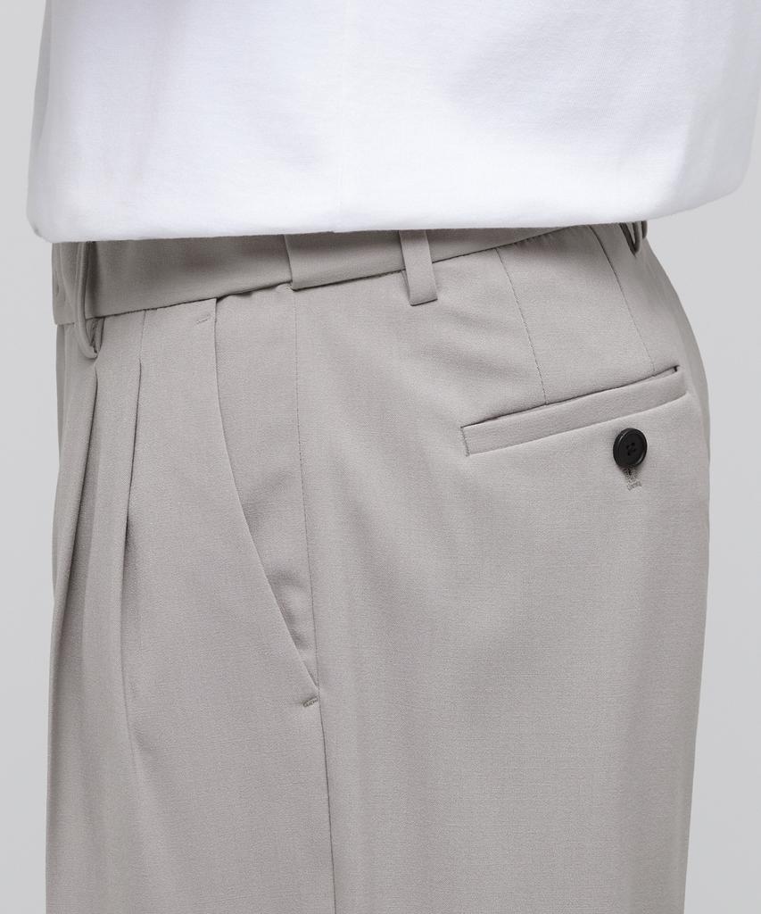 MUSINSA STANDARD Lightweight Real Wide Hidden Elastic Waist Slacks [Light Beige]