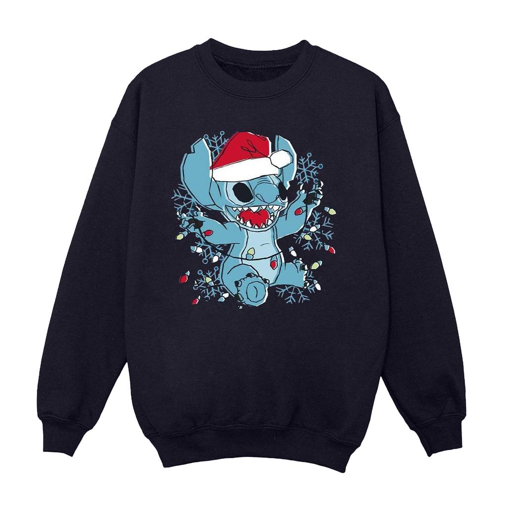 Disney Womens/Ladies Lilo And Stitch Christmas Lights Sketch Sweatshirt