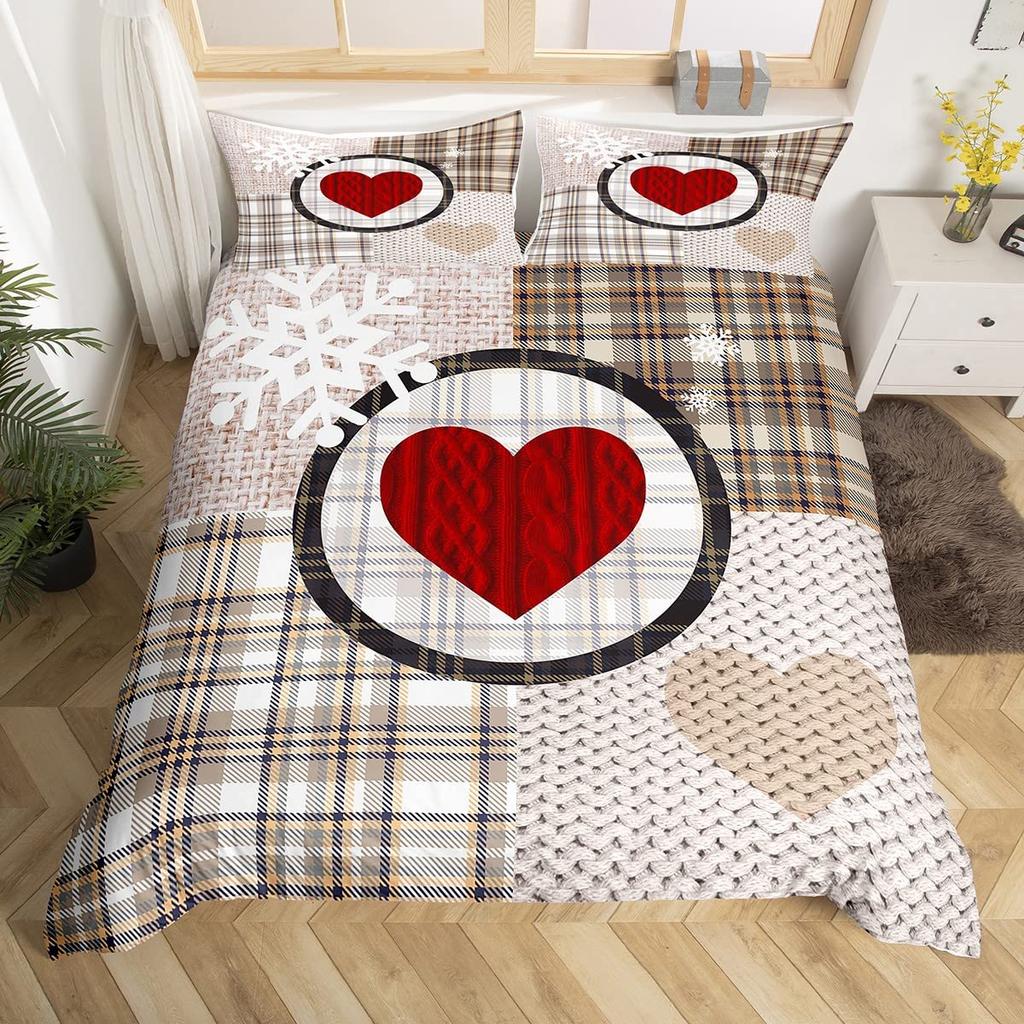 С Днем святого Валентина Пододеяльник Кинг Милый Любовь Красный В форме сердца Покрывало Романтичный Розовый Парный стиль Современный Постельный комплект