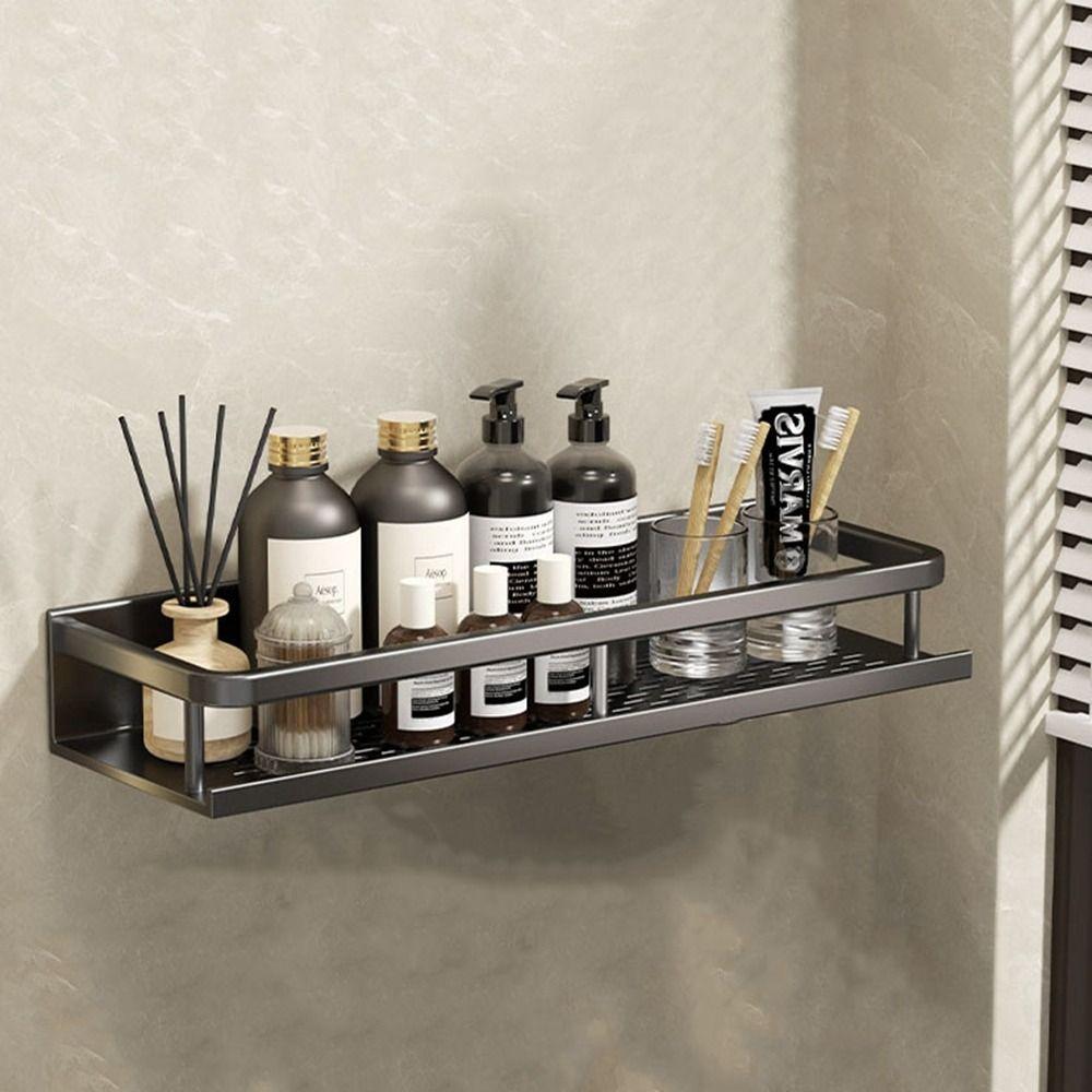 Black Bathroom Shelves Space Aluminum Toilet Rack Practical Makeup Organizer for Kitchen