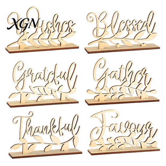 Thanksgiving Dinner Party Decor Grateful Blessed Wood Cutout Signs, Table Plate Decor, Handmade Wooden Gift Rustic Fall Home Centerpiece Ornament for