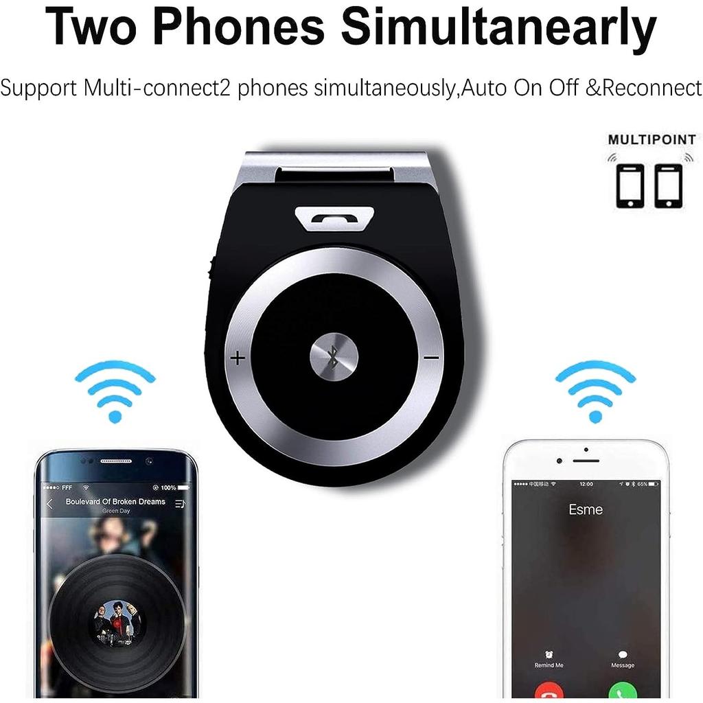 Комплект громкой связи Bluetooth, автомобильный комплект громкой связи, автоматическое включение, поддержка помощника Siri, встроенный микрофон и поддержка GPS, музыка