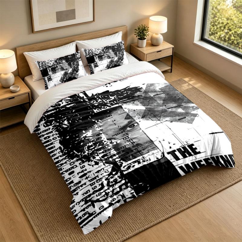 3Pcs Bedding SetThe Weeknd Soft Bed Sheet and Two Pillowcases Home Bedroom Decor