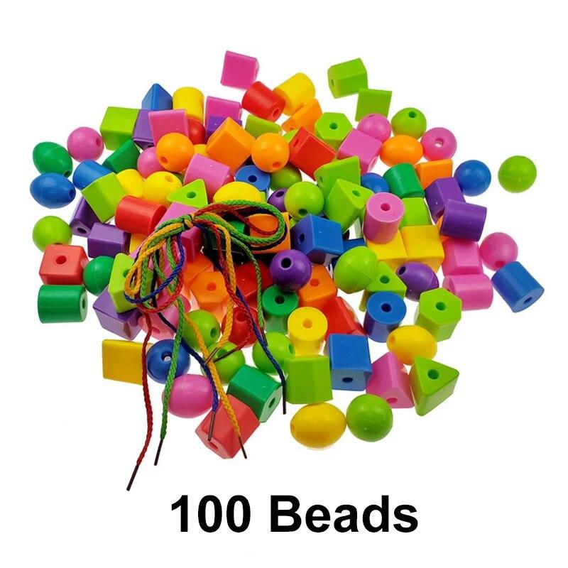 Rainbow Lacing Beads for Toddlers Color and Shape Sorter Fine Motor Skills Early Learning Montessori Toys for Preschool Kids