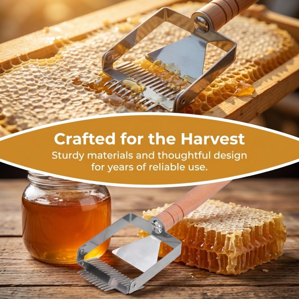 Stainless Steel Honey Scraper Tool Wooden Handle Uncapping Fork Scraper Apiary Supplies