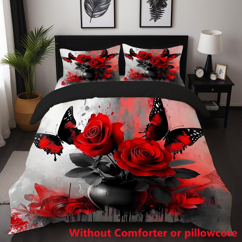 3D Printed Quilt Cover Set Elegant High-End Beauty Rose Bedding Cover Pillowcase Luxury Home Textiles Floral Duvet Cover Sets
