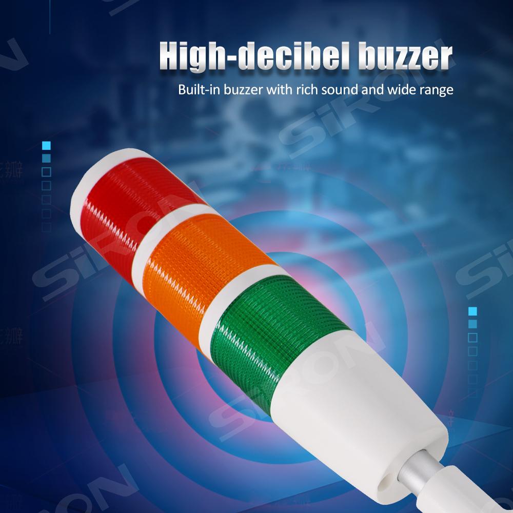 SiRON D017-2 Series Plastic Tower Light Led Signal 24V Multicolor Beacon Machine Multi-Functional Stack Light IP54 Warehouse Use