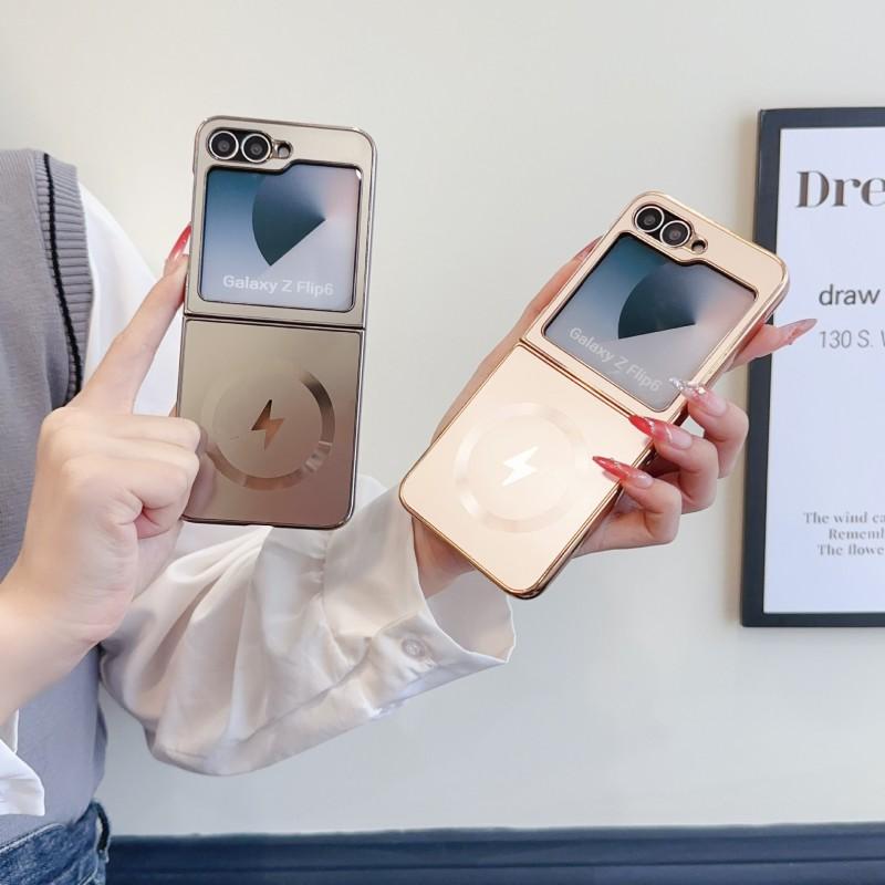 Slim Magnetic Wireless Charging Case Z Flip8 Flip7 Flip6 Flip5 Flip4 Flip3 Electroplated AG Shockproof Protective