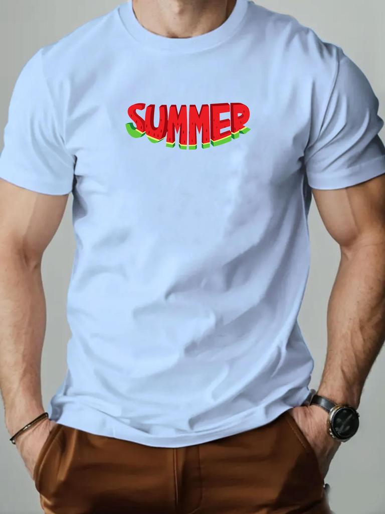 Mens cotton Tshirt watermelon character SUMMER summer round neck short sleeve graphic breathable fashion casual Tshirt