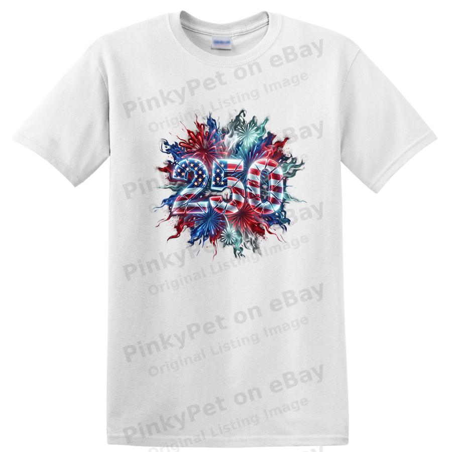 USA 250 Anniversary Fireworks Graphic T Shirt Funny Patriotic Tee Design