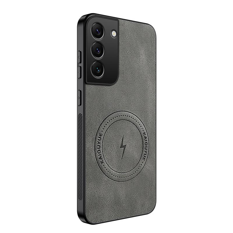 Чехол для Samsung S22, S22 Plus, S22 Ultra с текстурой кожи Наппа, с полным покрытием линз и защитой от падений, Магнитное крепление