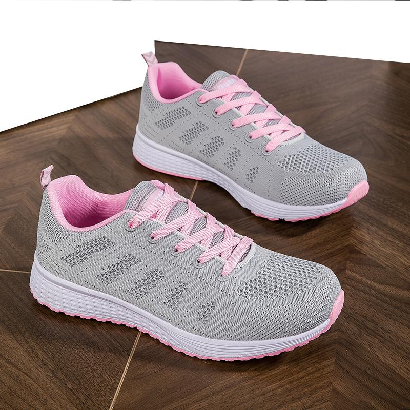 Женская повседневная обувь, дышащая прогулочная обувь с сеткой на шнуровке, туфли на плоской подошве, кроссовки, женские теннисные спортивные туфли, женская обувь