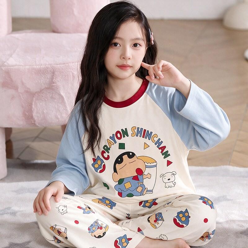 Girls Cotton Pajama Set With Cartoon Print Long Sleeve Top Pants Ages 8 Winter Sleepwear