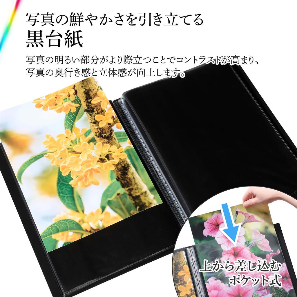 HAKUBA Professional Print Album V holds 40 Black Beautifully displays photos in their original colors Black backing enhances vibrant colors