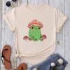 Fashion Women Mushroom Frog Print T Shirt Funny Casual O-neck Short Sleeves T-shirt Summer Female Tee Shirt