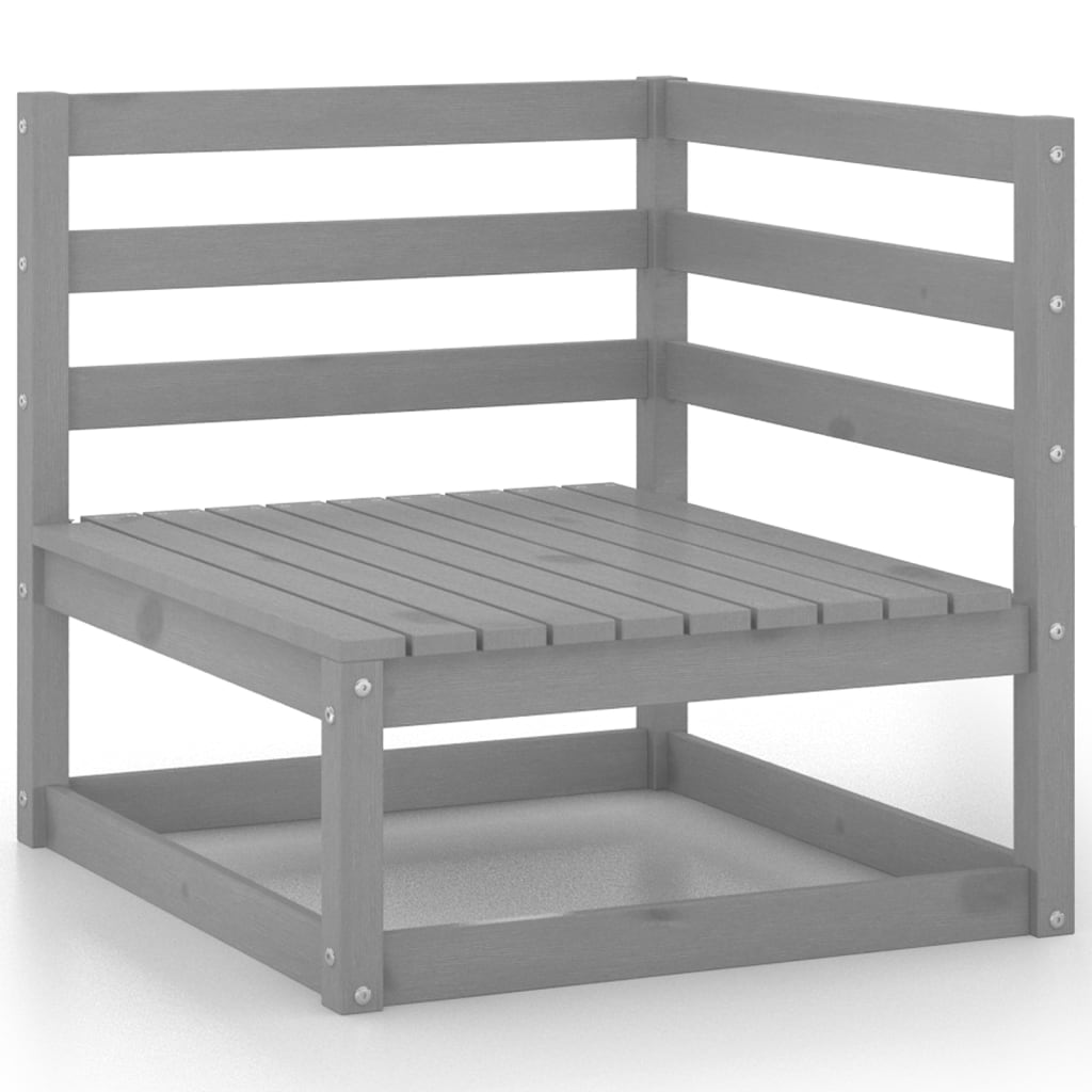 10 Piece Garden Lounge Set Grey Solid Pine Wood