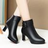 Women High Heels Genuine Leather Women Ankle Boots Autumn Winter Platform Plush Ladies Boots Brand Fashion Women Shoes