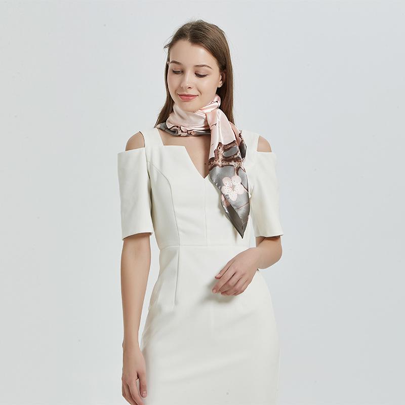 Весенне-летний атласный длинный шарф для женщин, солнцезащитная шаль, модный атласный длинный шарф для красоты, универсальный дорожный шарф