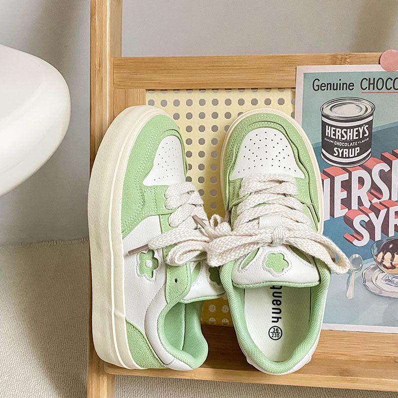 Niche Original Matcha Green Women's Small White Shoes Ins Style Trendy Casual Students Hundred Take Board Shoes Breathable Waterproof Sports Shoes