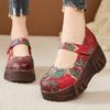 High Quality 7CM Genuine Leather Pigskin Moccasins Ladies Summer Women Thick Soled Flats Platform Wedge Sandals Round Toe Shoes