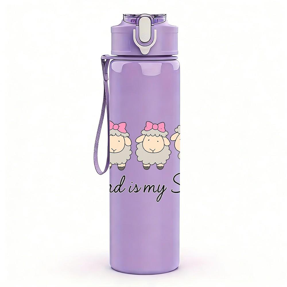 1PC Sheep Quote Text Art 750ml Color Plastic Sports Water Bottle Leakproof Flip Straw Lid Suitable for Sports Office Home Use