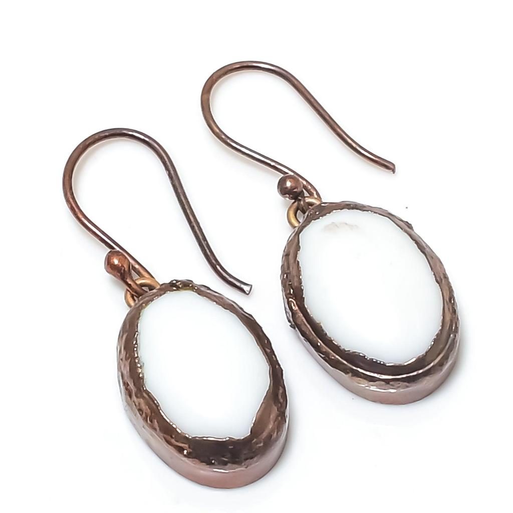 Серьги из белого коралла, гальванопластика медью, украшения из драгоценных камней ручной работы, подарки для жены, совершенно новые серьги