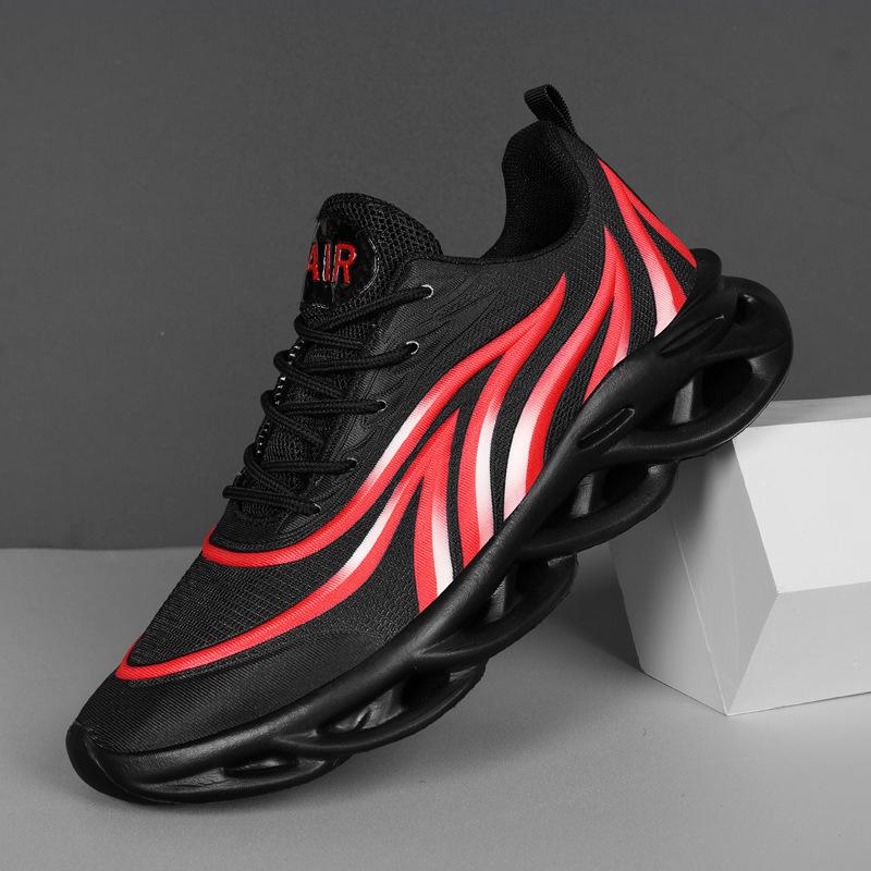 Autumn New Versatile Trend Fashion Casual Shoes Four-color Large-size Flame Breathable Heightening Mesh Sneakers