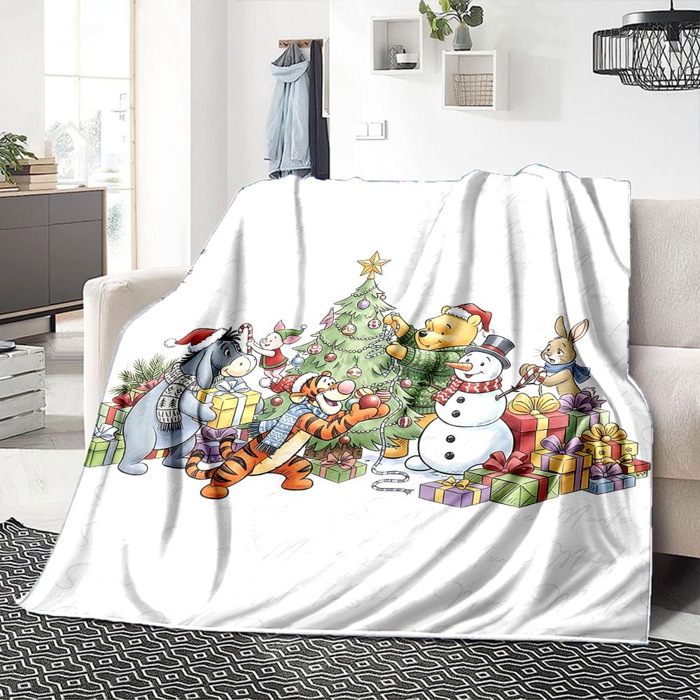 Christmas Winnie Pooh Party Blanket Soft Throw Blanket For Home Bedroom Bed Sofa Travel Office Solid Christmas Blanket
