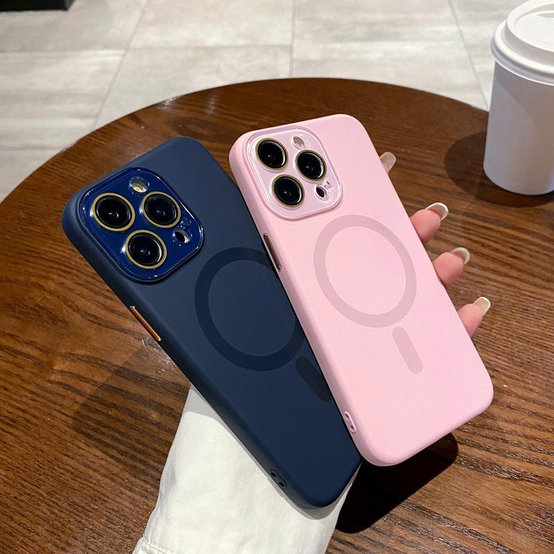 Роскошный чехол для iPhone 16 Pro Max из жидкого силикона с магнитной фиксацией Magsafe для iPhone 12 13 14 15 16 Plus Защитная крышка для объектива