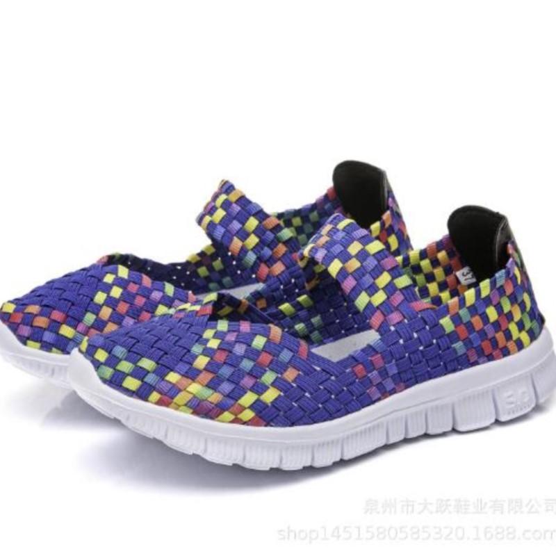 Fashion Summer Women Shoes Lady Hand Made Flats Sneakers Breathable Lightweight Flat Shoes Manual Woven Shallow Women Casual Shoes D114