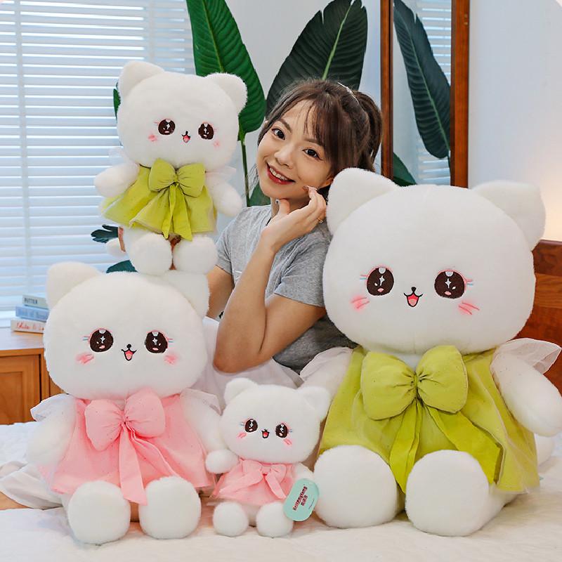 Plush Toy Cat Doll Bow Dress Kitty Stuffed Animal Cartoon Home Gift Ornament