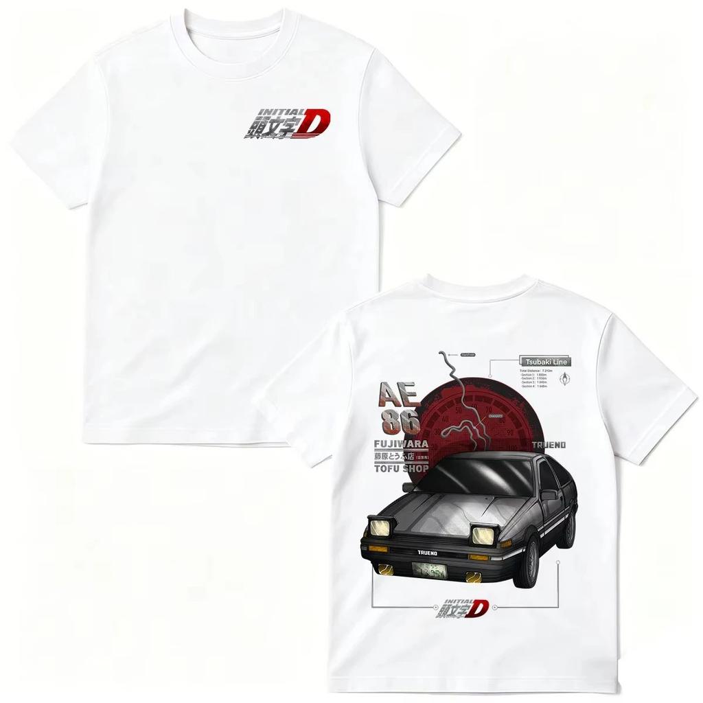 Аниме Initial D AE86 Гоночная машина Футболка Такуми Фудзивара Магазин тофу Мужская Женская Модная Футболка Повседневная Свободная Футболка с коротким рукавом