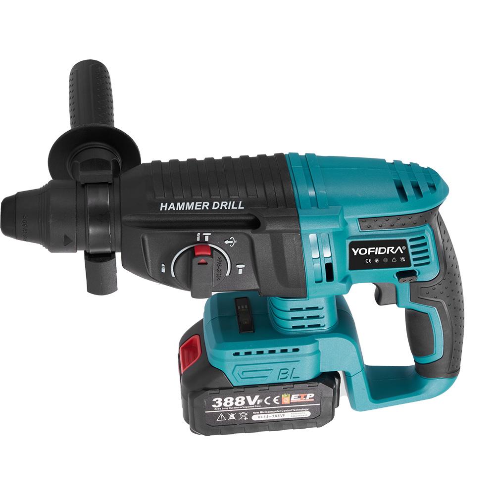 Yofidra 26MM Бесщеточный электрический перфоратор Многофункциональный роторный беспроводной перезаряжаемый электроинструмент для аккумулятора 21 В 18 В