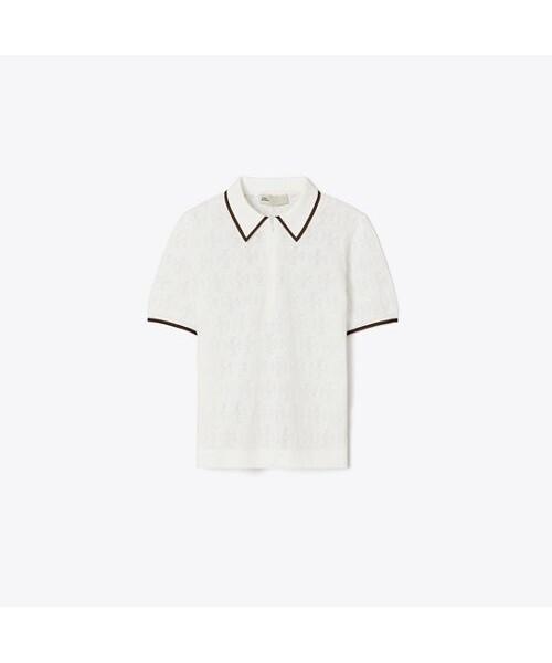 Tolibeochi Tea Monogram Cotton Pointel House Polo - White / Coffee