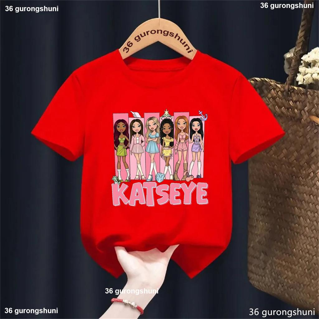 Katseye Music Singer TShirt BoysGirls Short Sleeve Cute Kids TShirt Streetwear Y2k Tops For Girls Summer Childrens Clothing
