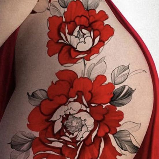 Китайские цветочные временные татуировки наклейки красные цветы водонепроницаемые наклейки для тела долговечные поддельные татуировки фестиваль вечеринка наклейки для кожи искусство