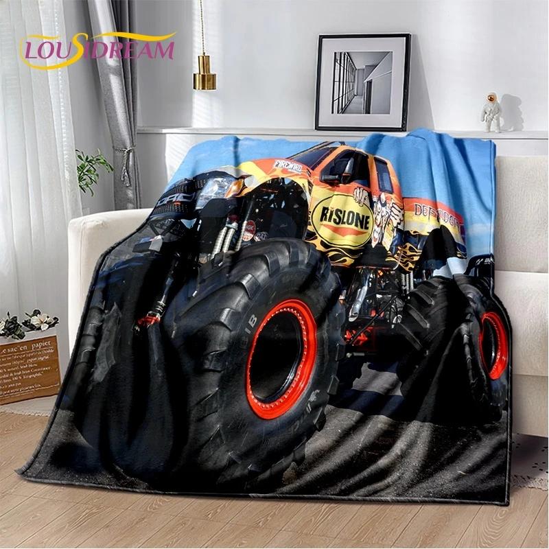 Мягкое фланелевое одеяло Monster Truck 3D Monster Jam Cartoon для кровати, спальни, дивана, пикника, плед для отдыха на свежем воздухе, подарок