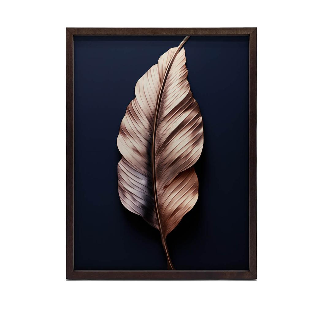 Luksusowy Liść W Różowym Złocie Luksusowy Liść W Różowym Złocie, 30X40 Cm, Rama Aluminiowa Złota, Papier Matowy 230 Gsm