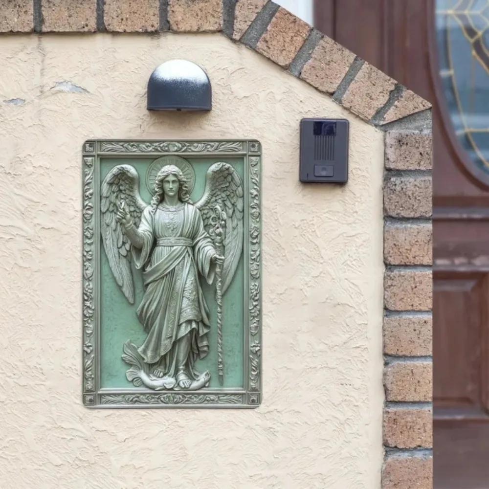 2DAngelGabrielArt Винтажное Классическое Религиозное 2D Искусство Ангела для Стен - Алюминиевая Металлическая Табличка Декор, Стиль Скульптуры Архангела Гавриила